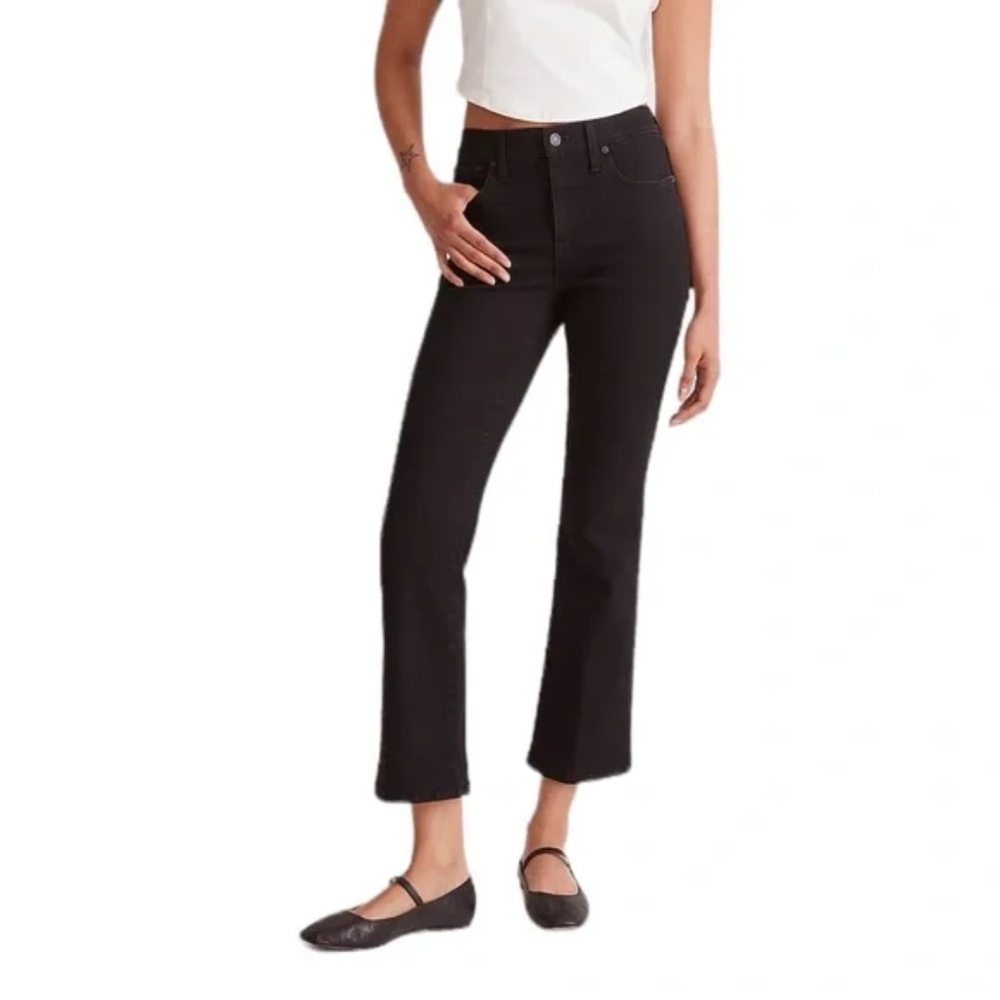 Madewell Mid-Rise Kick Out Crop Jeans in Black Rinse Wash Size 26